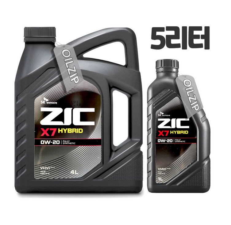 ZIC X7 HYBRID 0W20 5리터4L1L 하이브리드 합성엔진오일, 1개, 4L