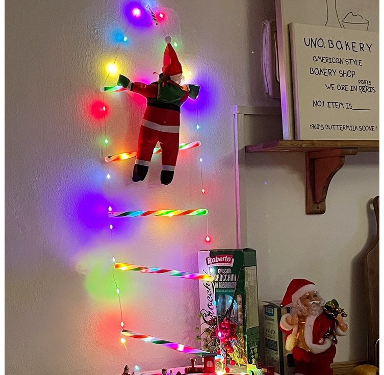 LED 조명 크리스마스 사다리 타는 산타클로스 업그레이드 산타 인형(본품+리모컨+사다리)