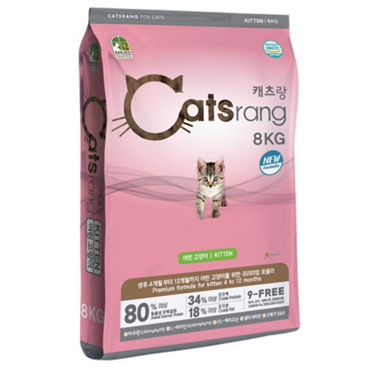 캐츠랑 키튼 고양이 사료, 닭, 8kg, 1개 캐츠랑 키튼 고양이 사료, 닭, 8kg, 1개
